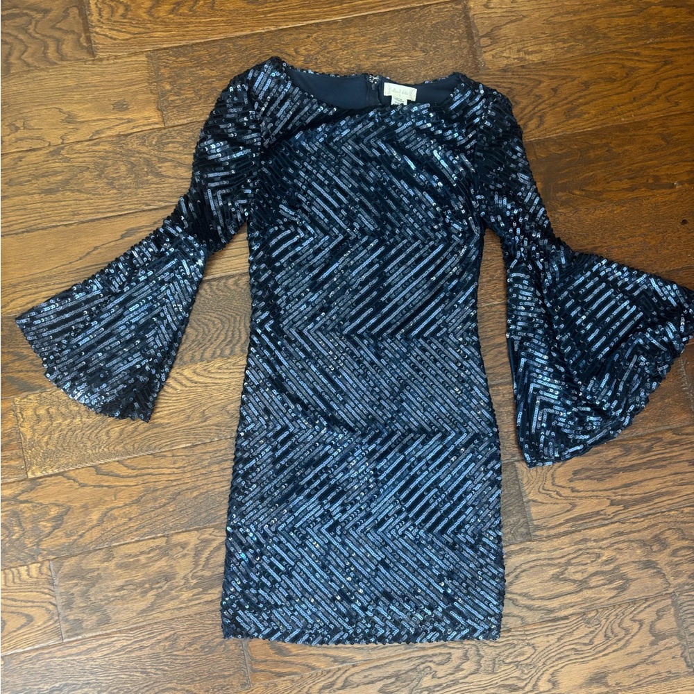 Elegant Navy Sequin Dress